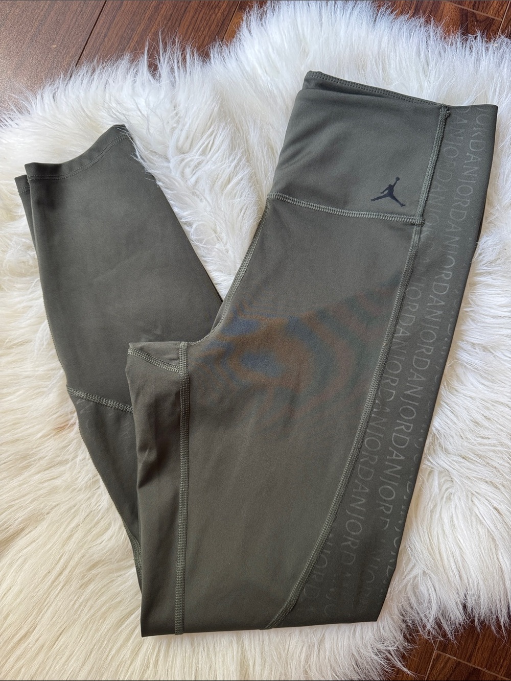 Jordan Olive Athletic Leggings with Subtle Logo Stripe